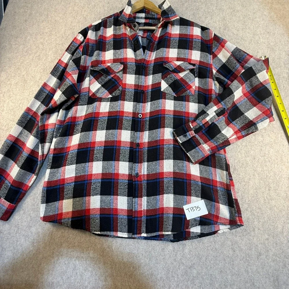 Molokai Surf Co Men XL Flannel Shirt Red White Black Plaid Long Sleeve Button Up